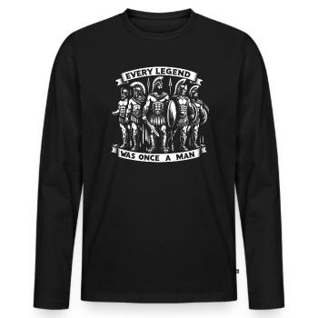 Guerre de Troie Guerrier Grèce antique Mythologie grecque - T-shirt manches longues Premium bio Homme - noir - Devant - Nico (187cm)