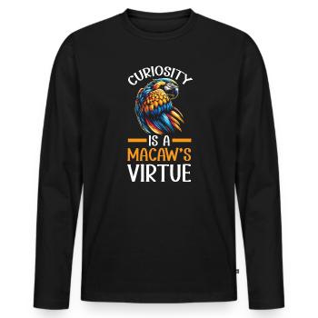 Ara bleu or perroquet oiseau amant ornithologie - T-shirt manches longues Premium bio Homme - noir - Devant - Nico (187cm)