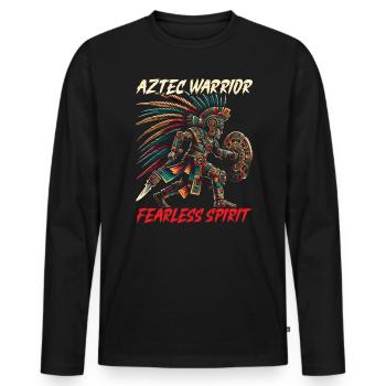 Aztekischer Krieger Mexikanische Azteken-Zivilisation - Männer Premium Bio Langarmshirt - Schwarz - Vorne - Nico (187cm)