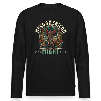 Aztekischer Krieger Mexikanische Azteken-Zivilisation - Männer Premium Bio Langarmshirt - Schwarz - Vorne - Nico (187cm)