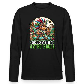 Aztec Warrior Native Mexican Aztec Civilization - Men's Premium Organic Long Sleeve Shirt - black - Front - Nico (187cm)