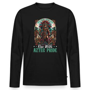 Aztekischer Krieger Mexikanische Azteken-Zivilisation - Männer Premium Bio Langarmshirt - Schwarz - Vorne - Nico (187cm)