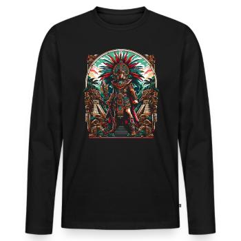 Aztec Warrior Native Mexican Aztec Civilization - Men's Premium Organic Long Sleeve Shirt - black - Front - Nico (187cm)