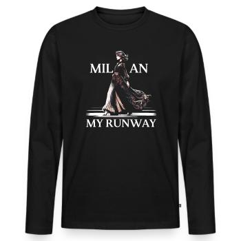 Milan Italy Travel Vacation Italian Milan Skyline - Men's Premium Organic Long Sleeve Shirt - black - Front - Nico (187cm)