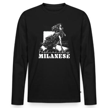 Milan Italie Voyage Vacances Italie Milan Skyline - T-shirt manches longues Premium bio Homme - noir - Devant - Nico (187cm)