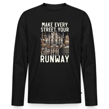 Milan Italy Travel Vacation Italian Milan Skyline - Men's Premium Organic Long Sleeve Shirt - black - Front - Nico (187cm)