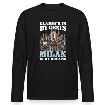 Milan Italy Travel Vacation Italian Milan Skyline - Men's Premium Organic Long Sleeve Shirt - black - Front - Nico (187cm)
