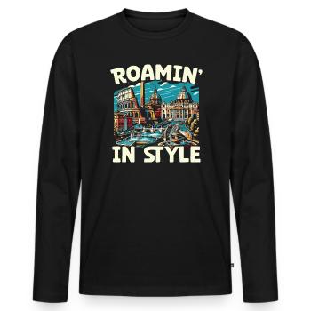 Rome Italy Travel Italian Roma Italia I Love Rome - Men's Premium Organic Long Sleeve Shirt - black - Front - Nico (187cm)