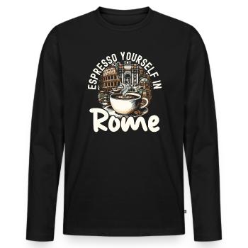 Rome Italy Travel Italian Roma Italia I Love Rome - Men's Premium Organic Long Sleeve Shirt - black - Front - Nico (187cm)