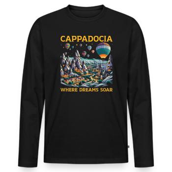 Kappadokien Türkei Reisen Ich liebe Istanbul - Männer Premium Bio Langarmshirt - Schwarz - Vorne - Nico (187cm)