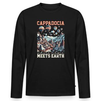 Cappadoce Turquie Voyage Vacances J’aime Istanbul - T-shirt manches longues Premium bio Homme - noir - Devant - Nico (187cm)