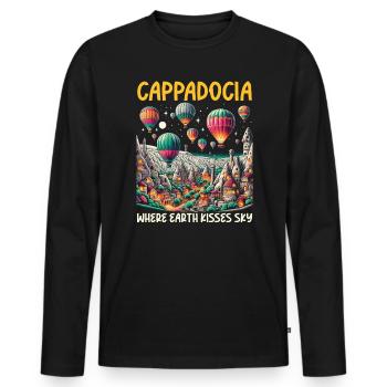 Cappadoce Turquie Voyage Vacances J’aime Istanbul - T-shirt manches longues Premium bio Homme - noir - Devant - Nico (187cm)