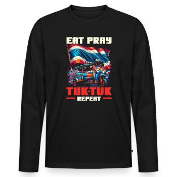 Bangkok Thaïlande Voyage Vacances Langue thaïlandaise - T-shirt manches longues Premium bio Homme - noir - Devant - Nico (187cm)