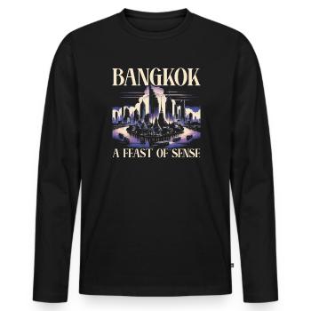 Bangkok Thaïlande Voyage Vacances Langue thaïlandaise - T-shirt manches longues Premium bio Homme - noir - Devant - Nico (187cm)