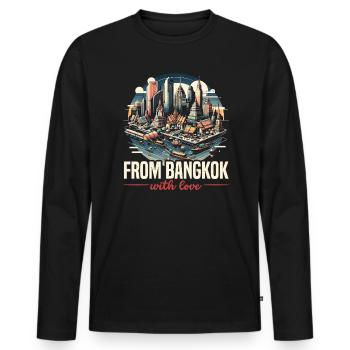 Bangkok Thaïlande Voyage Vacances Langue thaïlandaise - T-shirt manches longues Premium bio Homme - noir - Devant - Nico (187cm)
