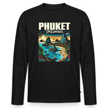 Phuket Thailand Reisen Thai Ich liebe Phuket - Männer Premium Bio Langarmshirt - Schwarz - Vorne - Nico (187cm)