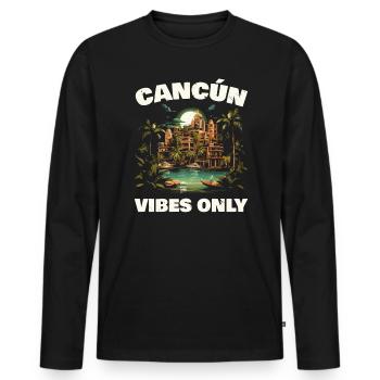 Cancún Mexique Pride Vacances Mexique Voyage Mexicain - T-shirt manches longues Premium bio Homme - noir - Devant - Nico (187cm)