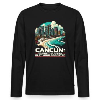 Cancún Mexique Pride Vacances Mexique Voyage Mexicain - T-shirt manches longues Premium bio Homme - noir - Devant - Nico (187cm)