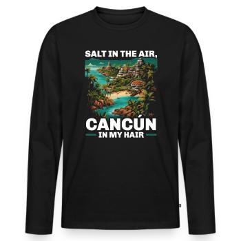 Cancún Mexique Pride Vacances Mexique Voyage Mexicain - T-shirt manches longues Premium bio Homme - noir - Devant - Nico (187cm)