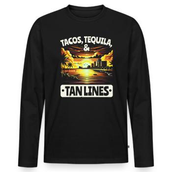 Cancún Mexique Pride Vacances Mexique Voyage Mexicain - T-shirt manches longues Premium bio Homme - noir - Devant - Nico (187cm)