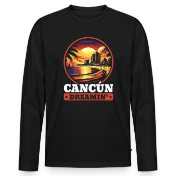 Cancún Mexique Pride Vacances Mexique Voyage Mexicain - T-shirt manches longues Premium bio Homme - noir - Devant - Nico (187cm)