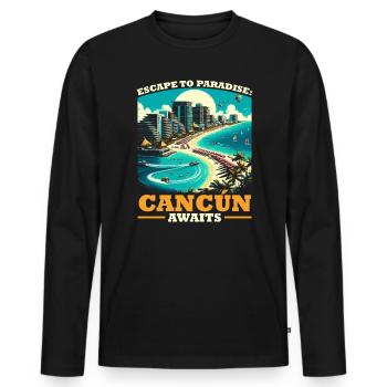 Cancún Mexique Pride Vacances Mexique Voyage Mexicain - T-shirt manches longues Premium bio Homme - noir - Devant - Nico (187cm)