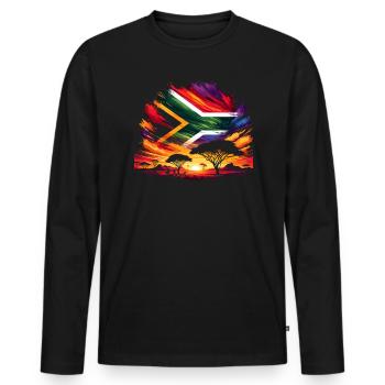 Südafrika Pride Johannesburg Südafrikanische Flagge - Männer Premium Bio Langarmshirt - Schwarz - Vorne - Nico (187cm)