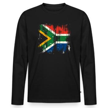 Fierté de l’Afrique du Sud Johannesburg Drapeau sud-africain - T-shirt manches longues Premium bio Homme - noir - Devant - Nico (187cm)