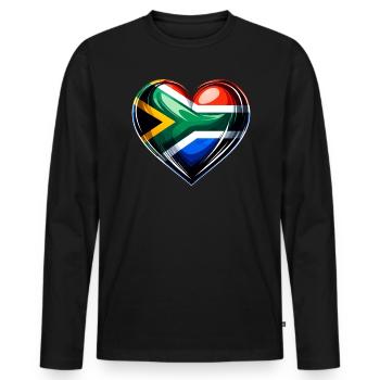 Fierté de l’Afrique du Sud Johannesburg Drapeau sud-africain - T-shirt manches longues Premium bio Homme - noir - Devant - Nico (187cm)