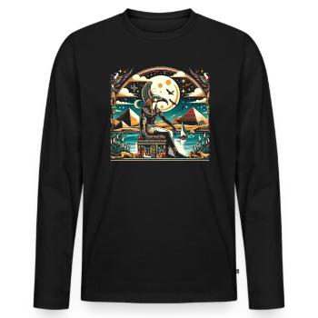 Thoth Egyptian Mythology Diety Ibis Ancient Egypt - Men's Premium Organic Long Sleeve Shirt - black - Front - Nico (187cm)