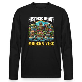 Saint-Domingue République Dominicaine Voyage Vacances - T-shirt manches longues Premium bio Homme - noir - Devant - Nico (187cm)