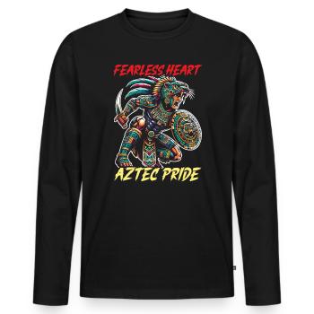 Aztec Jaguar Warrior Aztec Culture Indigenous - Men's Premium Organic Long Sleeve Shirt - black - Front - Nico (187cm)