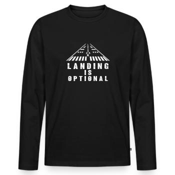 Devis optionnel pour le pilote d’atterrissage - T-shirt manches longues Premium bio Homme - noir - Devant - Nico (187cm)