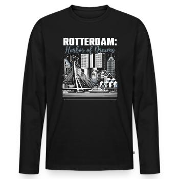 Rotterdam Niederlande Reisen Ich liebe Rotterdam - Männer Premium Bio Langarmshirt - Schwarz - Vorne - Nico (187cm)