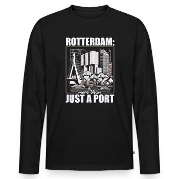 Rotterdam Netherlands Travel I Love Rotterdam - Men's Premium Organic Long Sleeve Shirt - black - Front - Nico (187cm)