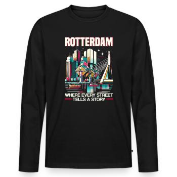 Rotterdam Netherlands Travel I Love Rotterdam - Men's Premium Organic Long Sleeve Shirt - black - Front - Nico (187cm)