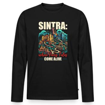 Sintra Portugal Travel Vacation Country Portugese - Men's Premium Organic Long Sleeve Shirt - black - Front - Nico (187cm)
