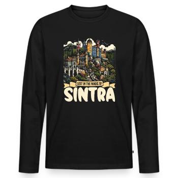 Sintra Portugal Travel Vacation Country Portugese - Men's Premium Organic Long Sleeve Shirt - black - Front - Nico (187cm)