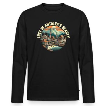 Antalya Turquie Voyage Vacances J’aime la Turquie - T-shirt manches longues Premium bio Homme - noir - Devant - Nico (187cm)