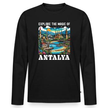 Antalya Turquie Voyage Vacances J’aime la Turquie - T-shirt manches longues Premium bio Homme - noir - Devant - Nico (187cm)