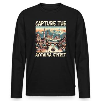 Antalya Turquie Voyage Vacances J’aime la Turquie - T-shirt manches longues Premium bio Homme - noir - Devant - Nico (187cm)