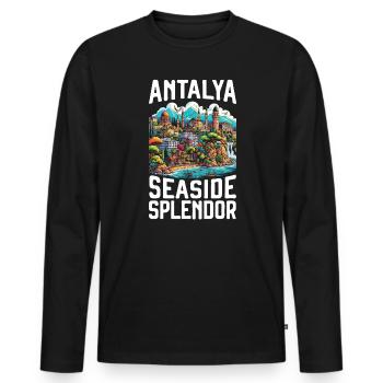 Antalya Turquie Voyage Vacances J’aime la Turquie - T-shirt manches longues Premium bio Homme - noir - Devant - Nico (187cm)
