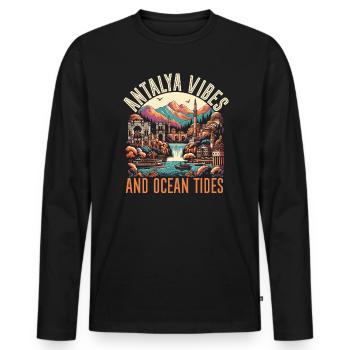 Antalya Turquie Voyage Vacances J’aime la Turquie - T-shirt manches longues Premium bio Homme - noir - Devant - Nico (187cm)