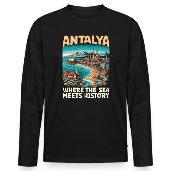 Antalya Turquie Voyage Vacances J’aime la Turquie - T-shirt manches longues Premium bio Homme - noir - Devant - Nico (187cm)