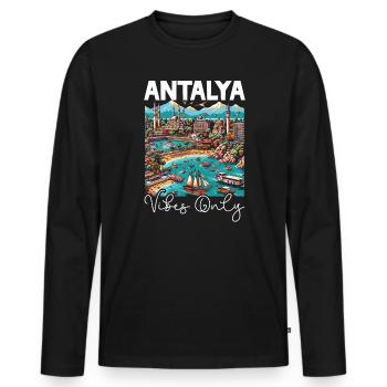Antalya Turquie Voyage Vacances J’aime la Turquie - T-shirt manches longues Premium bio Homme - noir - Devant - Nico (187cm)