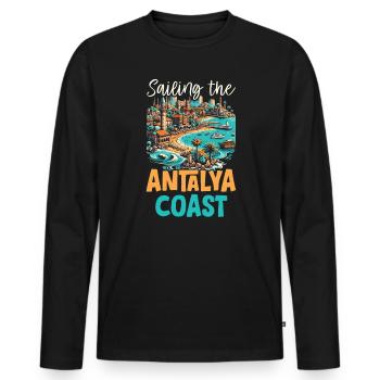 Antalya Turquie Voyage Vacances J’aime la Turquie - T-shirt manches longues Premium bio Homme - noir - Devant - Nico (187cm)