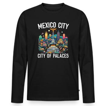 Mexico City Mexique Vacances Mexique Voyage Mexicain - T-shirt manches longues Premium bio Homme - noir - Devant - Nico (187cm)