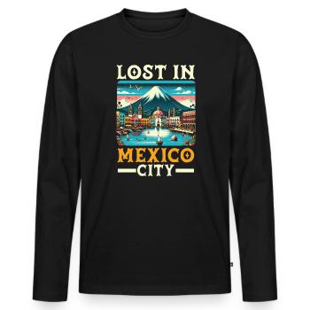 Mexico City Mexique Vacances Mexique Voyage Mexicain - T-shirt manches longues Premium bio Homme - noir - Devant - Nico (187cm)