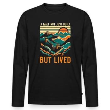 Grande Muraille De Chine Voyage Vacances Chinois - T-shirt manches longues Premium bio Homme - noir - Devant - Nico (187cm)