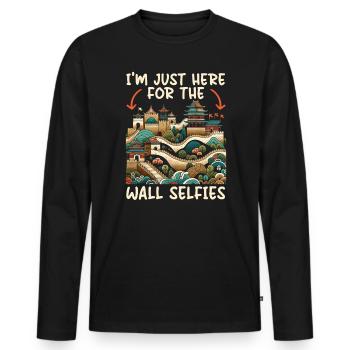 Grande Muraille De Chine Voyage Vacances Chinois - T-shirt manches longues Premium bio Homme - noir - Devant - Nico (187cm)